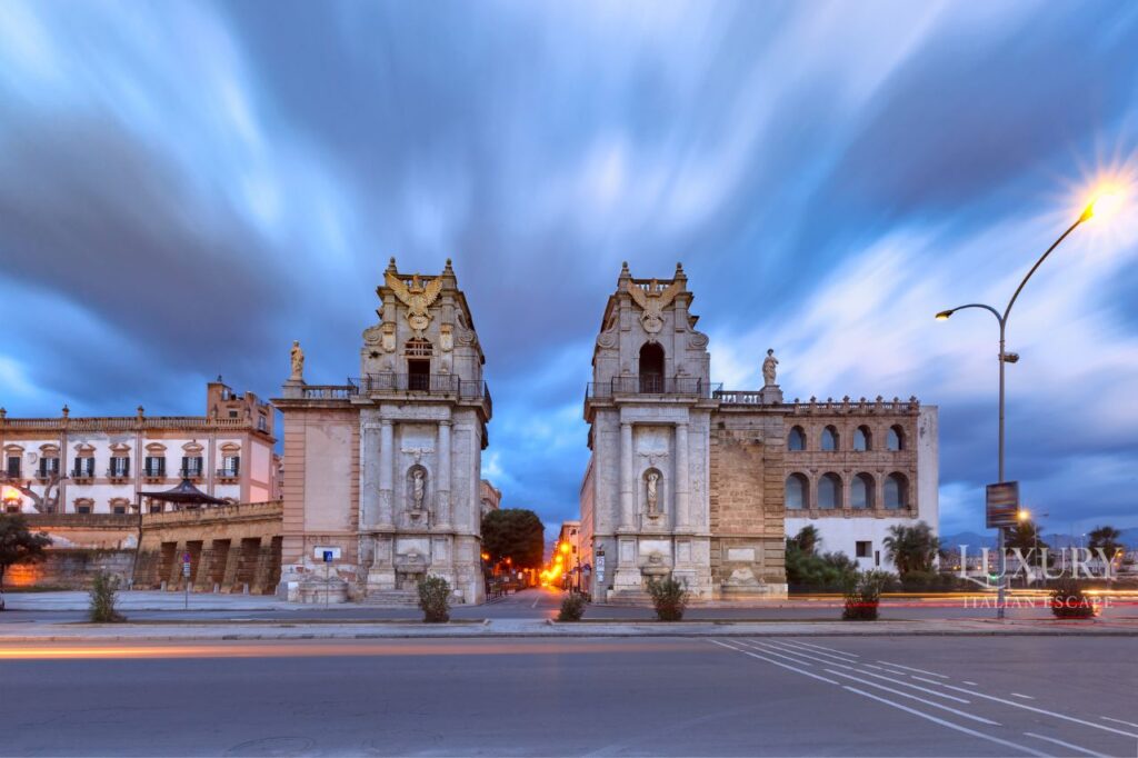 luxury Sicily tour, private Sicily vacation, Sicily travel package, luxury Italian tours, Palermo to Taormina tour, Luxury Sicily tour Mediterranean coastline sunset view, Grand Hotel et Des Palmes Palermo elegant lobby interior, Verdura Resort infinity pool overlooking Sicilian coast, Valley of Temples ancient Greek ruins Agrigento Sicily, Taormina Greek theater with Mount Etna background view, Sicilian street food arancini and local delicacies, Marsala salt pans sunset reflection traditional windmill, Mount Etna volcanic landscape jeep tour adventure, Mazzaro Sea Palace luxury hotel Taormina waterfront, Villa del Casale Roman mosaics archaeological site Sicily